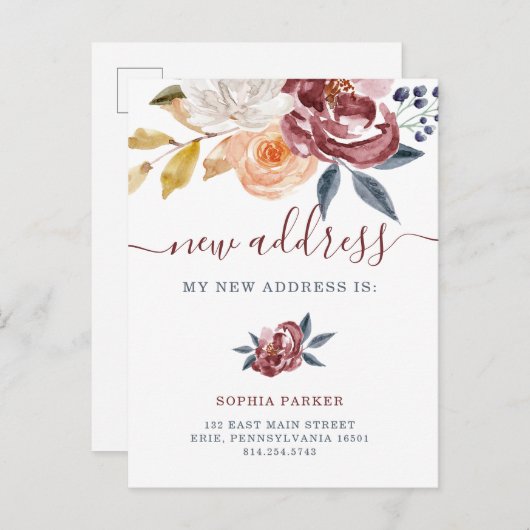ブルゴンディフローラ |新しい住所の移動のお知らせ ポストカード (正面/裏面)