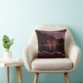 ブルゴンディレッド&金ゴールドフェイクグリッターマーブルアゲート クッション (椅子)