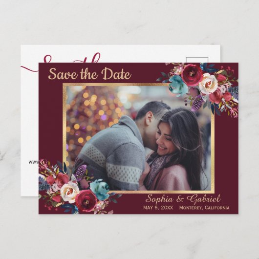 ブルゴンディ海軍のフローラモダン写真保存日 案内ポストカード (正面/裏面)