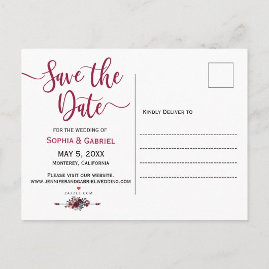 ブルゴンディ海軍のフローラモダン写真保存日 案内ポストカード (裏面)