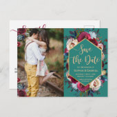 ブルゴンディ海軍のフローラ，緑の写真に日付を保存 案内ポストカード (正面/裏面)