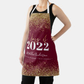 ブルゴンディ金ゴールドグリッター卒業クラスモダン エプロン (インサイチュ)