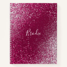 ブルゴンディ・アンド・シルバー・グリッター ノートブック