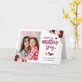 ブルゴンディ・レッド・フローラハッピー・マザーズ・デイの写真 カード (黄色い花)