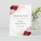 ブルゴンディ・結婚フローラの記念日パンパの出欠 サンキューカード (スタンド正面)