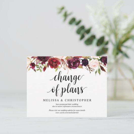 ブルゴンディ・花模様結婚ズの新計画が延期 ポストカード (スタンド正面)