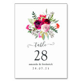 ブルゴンディ&赤面秋の秋の結婚式 テーブルナンバー (正面)