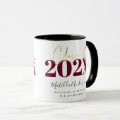 ブルゴンディ・金ゴールドエレガントの卒モダン業台本 マグカップ (正面右)