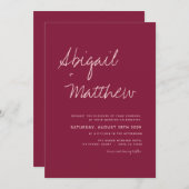 ブルゴンデシンプルィミモダンニマリ結婚スト  招待状 (正面/裏面)