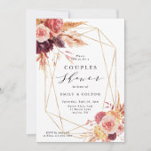 ブルゴン素朴ディテラコッタフラワーカップルシャワー  招待状 (正面)