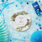 ブルゴーエレガントニー·ブルー·フローラ結婚ズ ペーパープレート (パーティー)