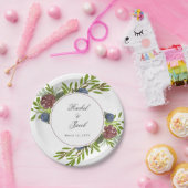 ブルゴーエレガントニー·ブルー·フローラ結婚ズ ペーパープレート (パーティー)