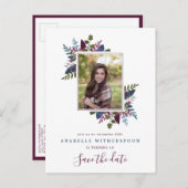 ブルゴーディ·ブルー葉·ズ·スイート16写真保存日 案内ポストカード (正面/裏面)