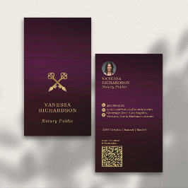 ブルゴーニお洒落ー金ゴールド交差ペンQRコード公証人 名刺