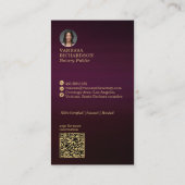 ブルゴーニお洒落ー金ゴールド交差ペンQRコード公証人 名刺 (裏面)