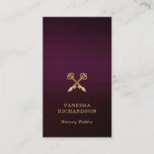 ブルゴーニお洒落ー金ゴールド交差ペンQRコード公証人 名刺 (正面)