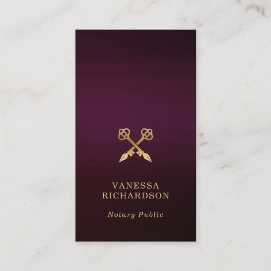 ブルゴーニお洒落ー金ゴールド交差ペンQRコード公証人 名刺 (正面)