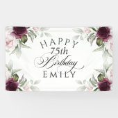 ブルゴーニエレガントーとピンクフローラ75誕生日 横断幕 (横)