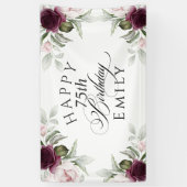 ブルゴーニエレガントーとピンクフローラ75誕生日 横断幕 (縦)