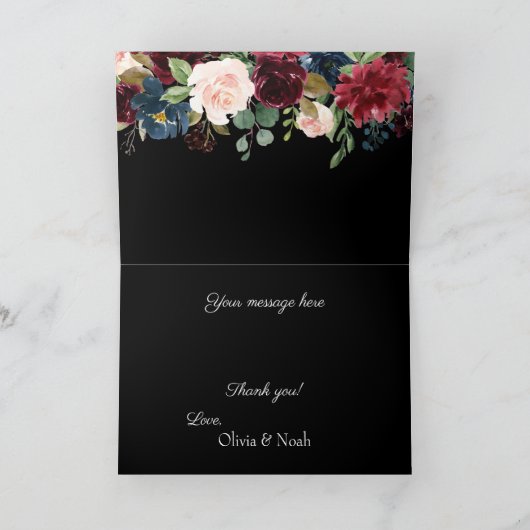 ブルゴーニエレガントーフローラ水の色ありがとう カード (内部)