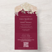 ブルゴーニエレガントー水彩フローラQRコードウェブサイト オールインワン招待状 (内側)