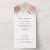 ブルゴーニエレガントー水彩画フローラ写真サイト オールインワン招待状 (内側)