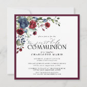 ブルゴーニエレガントー海軍ブルー第一聖餐式 招待状 (正面)