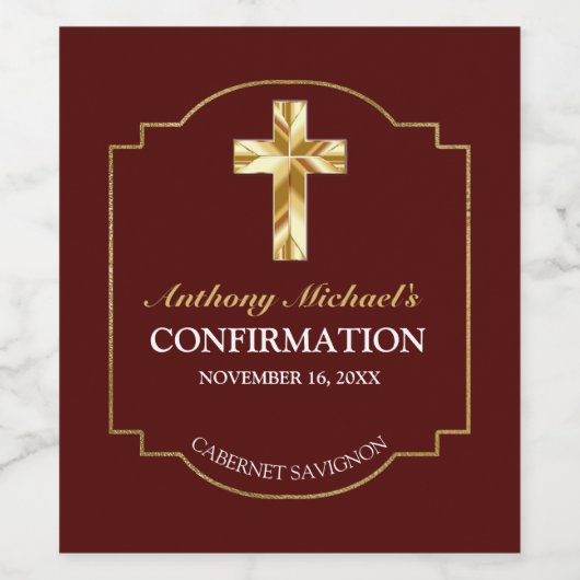 ブルゴーニエレガントー金ゴールドクロスボーイの確認 ワインラベル (シングルラベル)