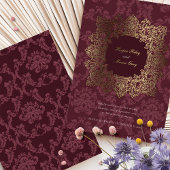 ブルゴーニエレガントー金箔バロック結婚ズ 箔招待状