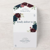 ブルゴーニエレガントー&ネイビー全て一つの招待状 オールインワン招待状 (外側)