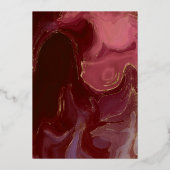 ブルゴーニエレガントー&赤面バラズ結婚ゴールドフォイル 箔招待状 (裏面)