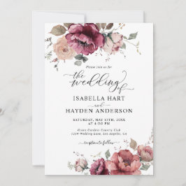 ブルゴーニテラコッタ秋すべて1 QRコード結婚ズ 招待状