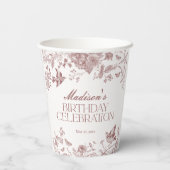 ブルゴーニトイレジョイヴィンテージフローラ誕生日パーティー 紙コップ (裏面)