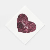 ブルゴーニヒョウ印刷ハート スタンダードランチョンナプキン (角)