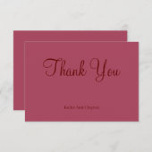 ブルゴーニモダンミニマ結婚リストサンキューカード (正面/裏面)