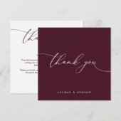 ブルゴーニモダンミニマ結婚リストサンキューカード サンキューカード (正面/裏面)
