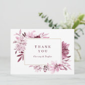 ブルゴーニモダンー赤面水彩フローラありがとう サンキューカード (スタンド正面)