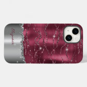 ブルゴーニモダンー銀フェイクグリッターモノグラムケース Case-Mate iPhoneケース (裏面 (横))