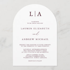 ブルゴーニモノグラムアルチシンプルムミニマル結婚リスト 招待状