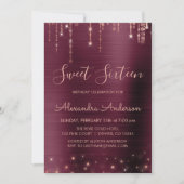 ブルゴーニュおよびバラ金ゴールドSweet sixteen誕生日 招待状 (正面)