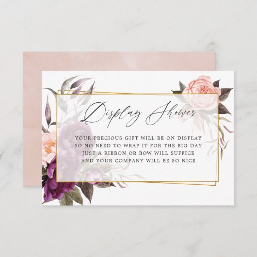 ブルゴーニュおよび赤面幾何学的ブライダルシャワー表示 エンクロージャーカード (正面/裏面)