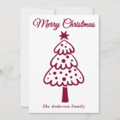 ブルゴーニュお洒落ーの手描きクリスマスツリー シーズンカード (正面)