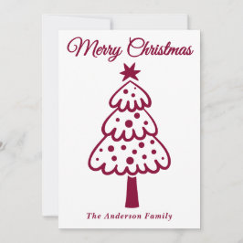 ブルゴーニュお洒落ーの手描きクリスマスツリー シーズンカード