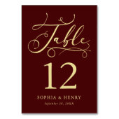 ブルゴーニュお洒落金ゴールド書道表番号 テーブルナンバー (裏面)