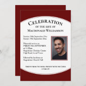 ブルゴーニュお祝いの写真の葬儀 招待状 (正面/裏面)