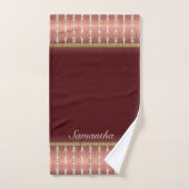 ブルゴーニュかわいらしーと金ゴールド幾何パターン（の模様が）ある品 バスタオルセット (ハンドタオル)