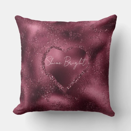 ブルゴーニュさくらんぼグリッタースパークルハート クッション (正面)