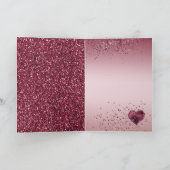 ブルゴーニュさくらんぼグリッタースパークルパーソナライズされたハート カード (内部)