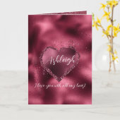 ブルゴーニュさくらんぼグリッタースパークルパーソナライズされたハート カード (黄色い花)