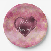 ブルゴーニュさくらんぼグリッターハート ペーパープレート (正面)